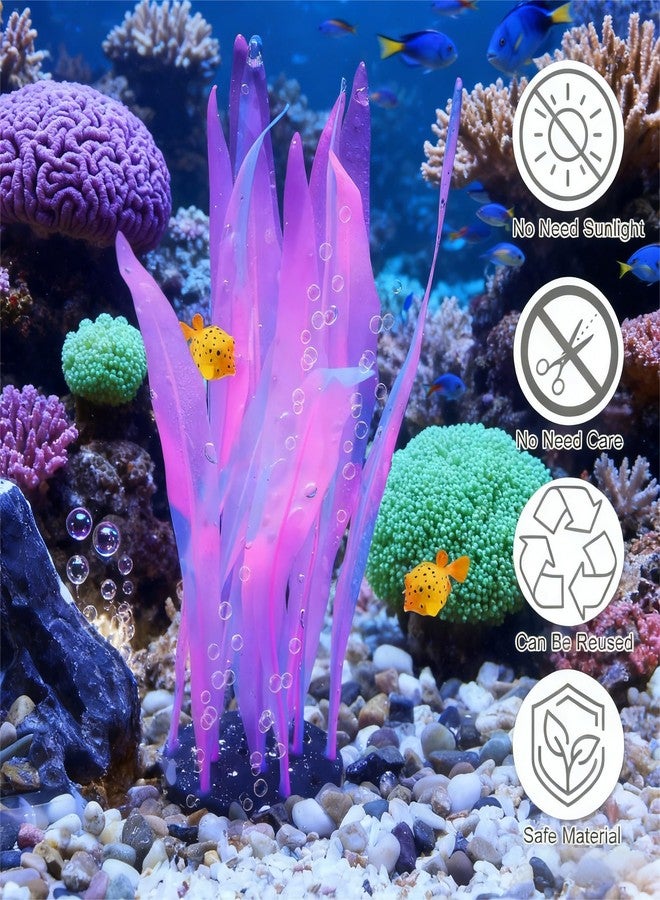 Civore Aquarium Decor,2Pcs Pink Glowing Kelp Plant, Soft Silicone Fluorescence Coral Decor, Safe Glowing Fish Tank Ornaments for Freshwater/Saltwater - Image 5